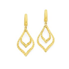 9ct+Gold+Lantern+Drop+Stud+Earrings