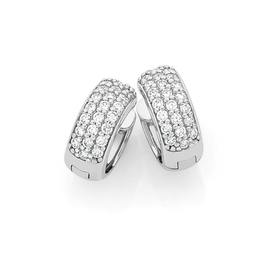 Silver-Pave-CZ-Huggie-Earrings on sale