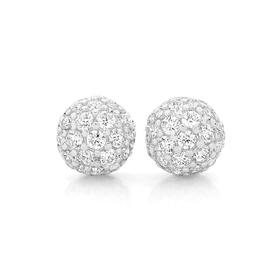 Silver-Pave-CZ-Half-Dome-Stud-Earrings on sale