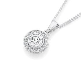 9ct+White+Gold+Diamond+Halo+Pendant