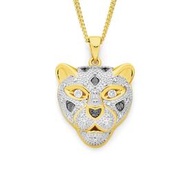 9ct+Gold+Diamond+Leopard+Head+Pendant