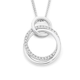 9ct+White+Gold+Diamond+Circle+of+Love+Pendant