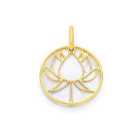 9ct+Gold+White+Mother+of+Pearl+Lotus+Pendant