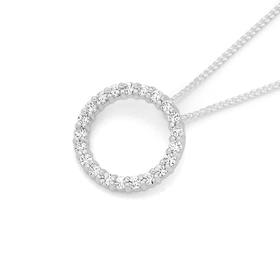 Silver-CZ-Claw-Set-Circle-Pendant on sale