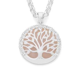 Silver-Rose-Quartz-Full-CZ-Tree-Of-Life-Pendant on sale