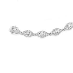 Silver-CZ-Marquise-Link-Bracelet on sale