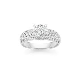 18ct-White-Gold-Diamond-Cluster-Ring on sale