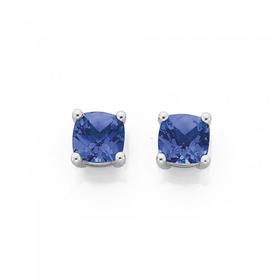 9ct-White-Gold-Created-Ceylon-Sapphire-Studs on sale