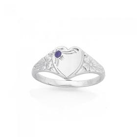 Sterling-Silver-Purple-CZ-Fancy-Heart-Ring on sale