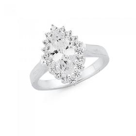 Sterling-Silver-CZ-Marquise-Cluster-Ring-Size-O on sale