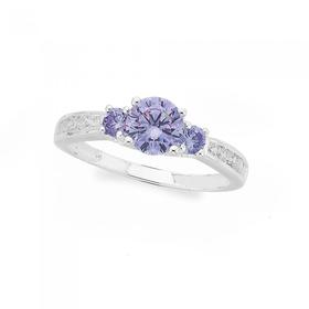 Sterling+Silver+Lavender+Cubic+Zirconia+Dress+Ring