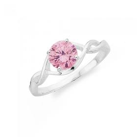 Sterling-Silver-Pink-CZ-Twist-Ring on sale