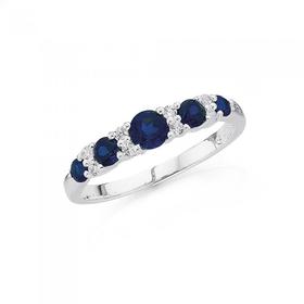 Sterling-Silver-Created-Sapphire-CZ-Anniversary-Ring on sale