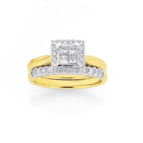 9ct-Gold-Diamond-Bridal-Set on sale