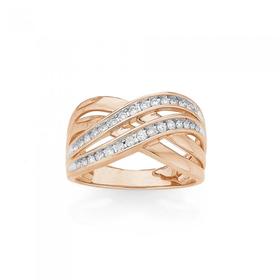 9ct-Rose-Gold-Diamond-Crossover-Dress-Ring on sale