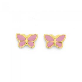 9ct-Gold-Pink-Enamel-Stud-Earrings on sale