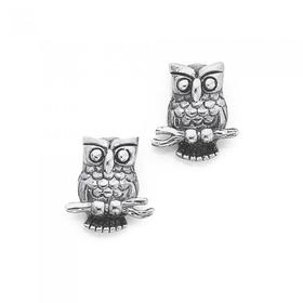 Sterling-Silver-Oxidised-Owl-Stud-Earrings on sale