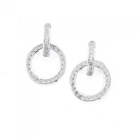 Sterling-Silver-CZ-Channel-Set-Circle-On-12-Hoop-Earrings on sale