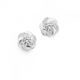 Sterling-Silver-4-Claw-CZ-In-Knot-Studs on sale