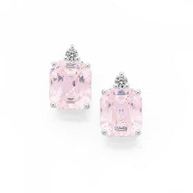 Sterling-Silver-Ice-Pink-CZ-Angel-Cut-Earrings on sale