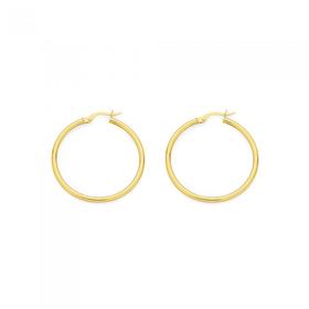 9ct+Gold+2x30mm+Polished+Hoop+Earrings