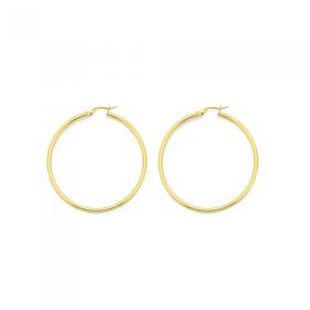 9ct+Gold+2x40mm+Polished+Hoop+Earrings