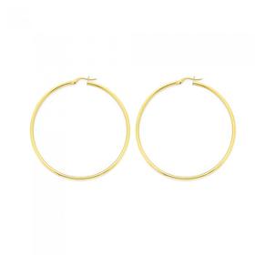 9ct+Gold+2x50mm+Polished+Hoop+Earrings