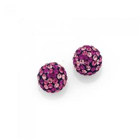 Sterling-Silver-8mm-Multi-Pink-Crystal-Ball-Studs on sale