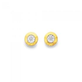 9ct+Gold+Diamond+Miracle+Bezel+Set+Studs