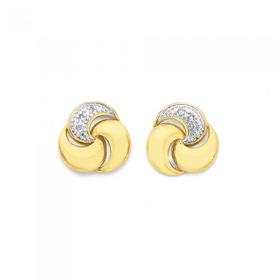 9ct-Gold-Diamond-Love-Knot-Studs on sale