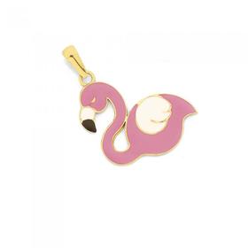 9ct-Gold-Pink-Enamel-Flamingo-Pendant on sale