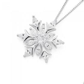 Sterling-Silver-CZ-Snowflake-Pendant on sale