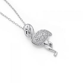 Sterling-Silver-CZ-Pave-Flamingo-Pendant on sale