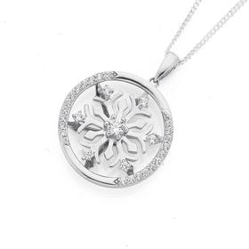 Sterling-Silver-CZ-Spinning-Snowflake-Pendant on sale