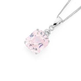 Sterling-Silver-Ice-Pink-CZ-Angel-Cut-Pendant on sale