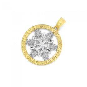 9ct-Gold-Two-Tone-Snowflake-Pendant on sale