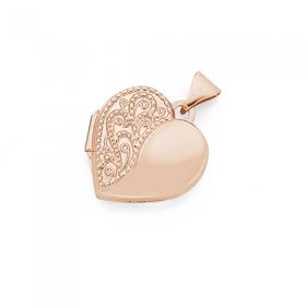 9ct+Rose+Gold+15mm+Filigree+Heart+Locket