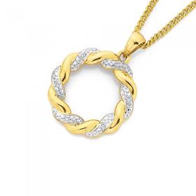 9ct-Gold-Diamond-Fancy-Twist-Circle-Pendant on sale