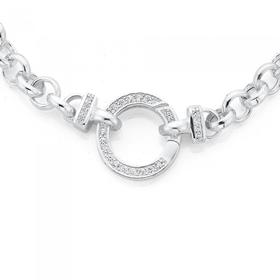 Sterling-Silver-45cm-Belcher-With-CZ-Bolt-Clip on sale