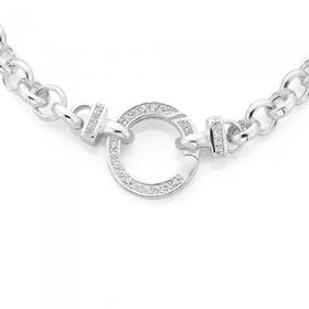 Sterling-Silver-Belcher-Bracelet-With-CZ-Bolt-Clip on sale