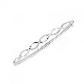 Sterling+Silver+CZ+Open+Twist+Bangle