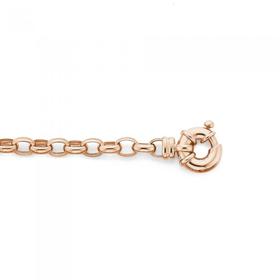 9ct+Rose+Gold+19cm+Solid+Belcher+Bolt+Ring+Bracelet