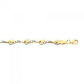 9ct-Gold-Two-Tone-19cm-Fancy-Link-Bracelet on sale