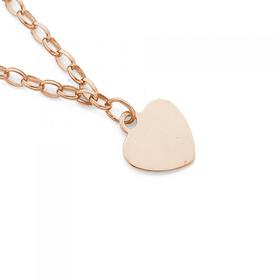 9ct+19cm+Rose+Gold+Solid+Belcher+Bracelet+With+Heart+Charm