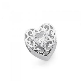 Sterling-Silver-Your-Story-CZ-Bezel-Heart-Filigree-Bead on sale