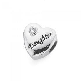 Sterling-Silver-Your-Story-CZ-Daughter-Heart-Bead on sale