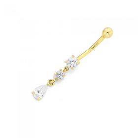 9ct-Gold-CZ-Belly-Bar on sale