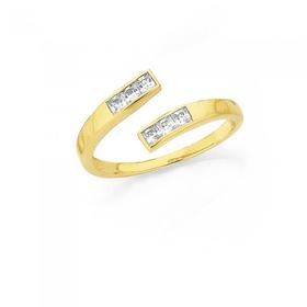 9ct+Gold+CZ+Toe+Ring