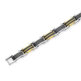 MY-Steel-Fancy-Gold-Plated-Bar-Black-Link-Bracelet on sale