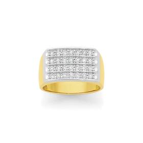 9ct-Yellow-White-Gold-Diamond-Gents-Ring on sale